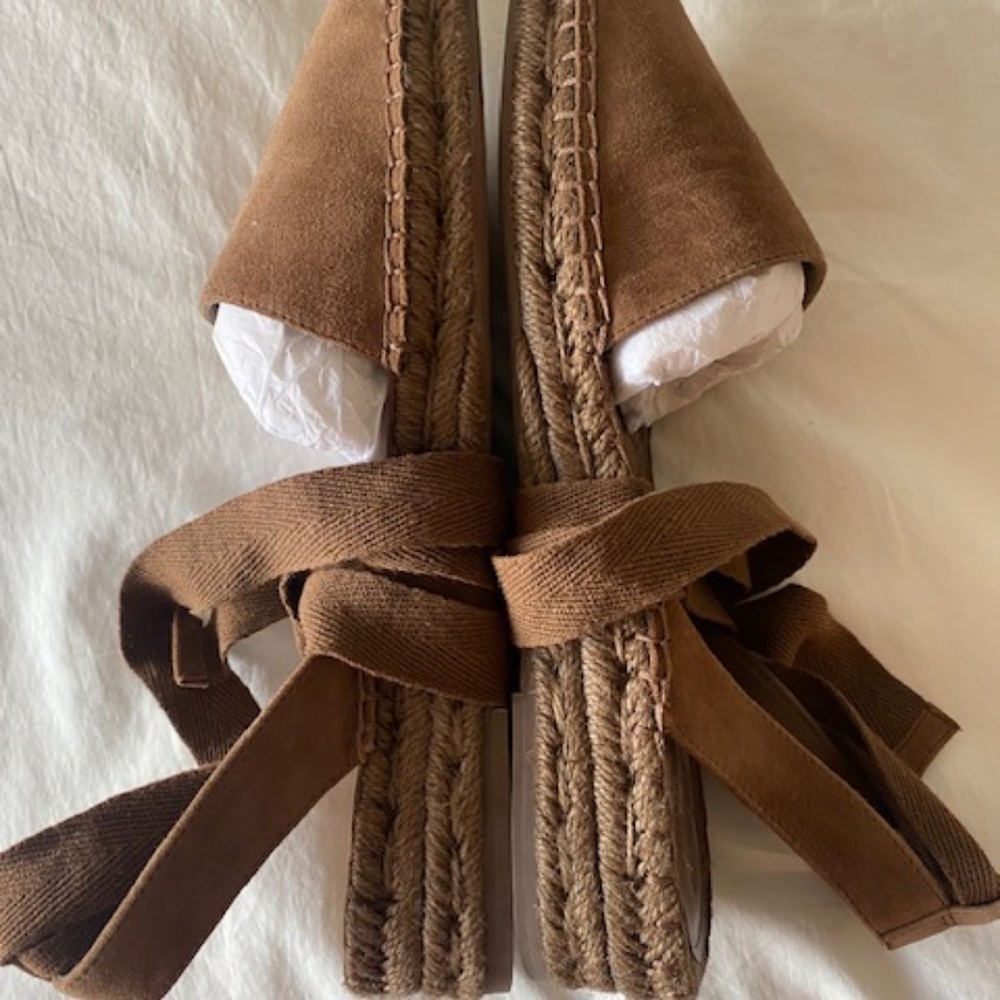 Banana Republic NWOT Chocolate Suede Classic Wrap-Around Ankle Tie Espadrilles